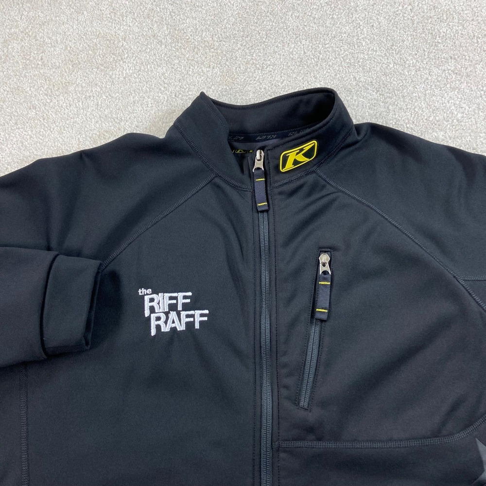Klim Jacket Men Large Black Full Zip Fleece Lined Mid Layer Riff Raff Logo
